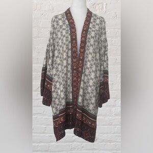 Artesia Floral Open Front Mid Flare Sleeve Cardigan Sz XL Bohemian Hippie NWOT